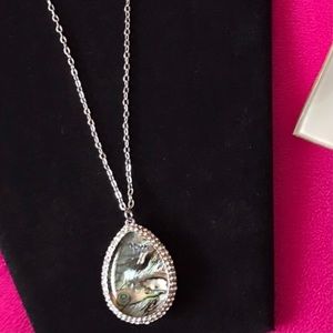 Long Chain Necklace with Teardrop Pendant